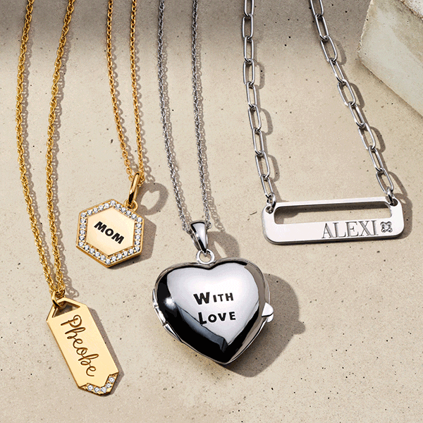 Save 25% on select personalized jewelry, online only for a limited time.